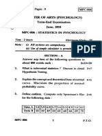 Master of Arts (Psychology) Term-End Examination June, 2018 Mpc-006: Statistics in Psychology