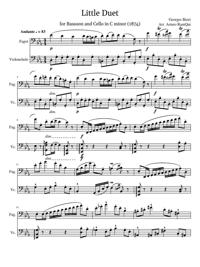 Bassoon and Cello C Minor PDF Classical Music