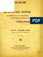 T Bazelaire P. Quelques Notes Sur Differents Points Importants de Latechnique Generale Du Violoncelle PDF