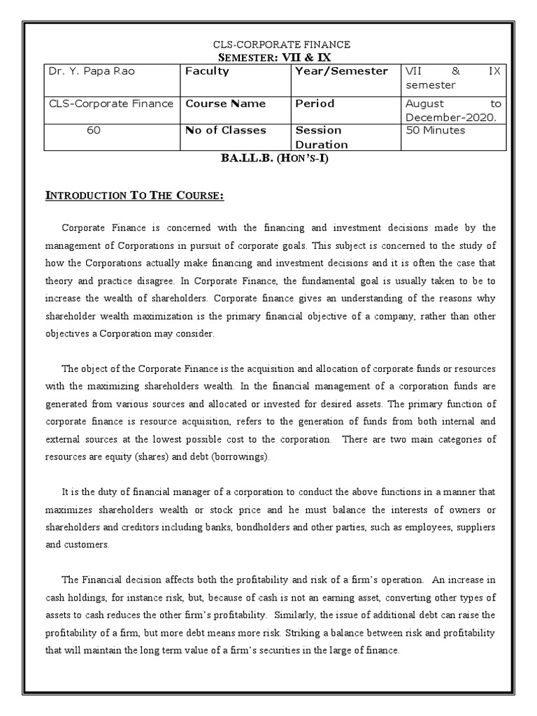 CLSCorporate Finance Hons PDF Initial Public Offering Stocks