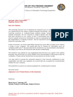 Format of Stud Letter To The Company New