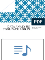 Data Analysis Tool Pack Add in