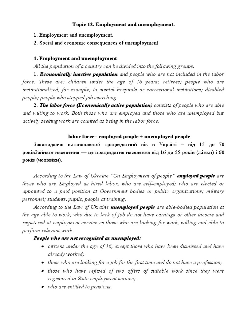 лекц. employment and unemployment | PDF | Unemployment | Social Science