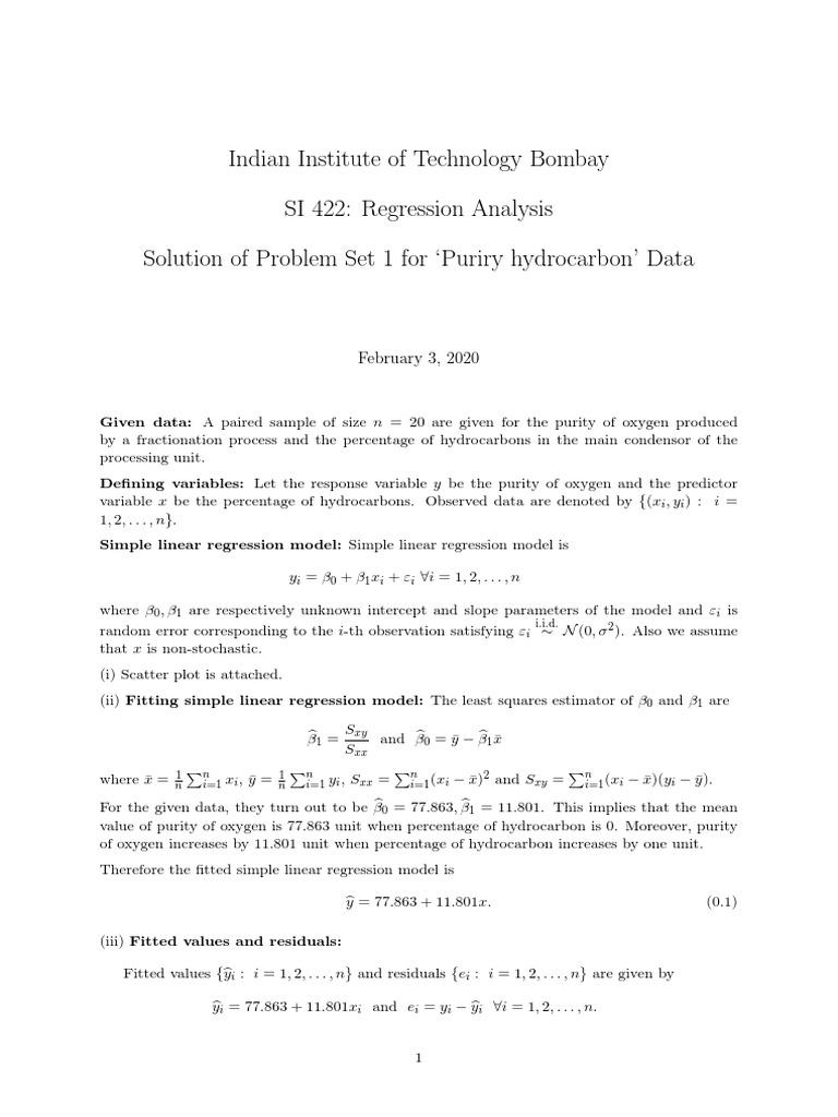 Solution of Problem Set 1 For Purity Hydrocarbon Data PDF | PDF ...