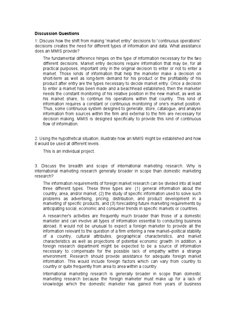 Discussion Questions PDF Marketing Research Survey Methodology