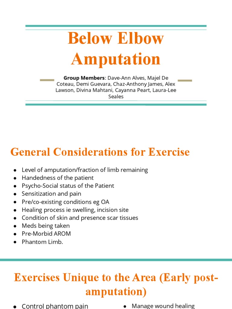 Below Elbow Amputation Management Guide | PDF | Amputation | Medical ...