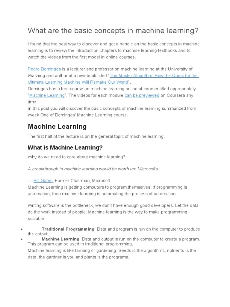 Basic Concepts of Machine Learning | PDF | Machine Learning ...