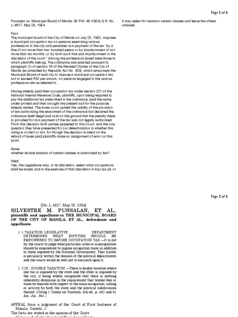 37 Punzalan Vs Municipal Board Of Manila Gr L 4817 May 26 1954 Fine Penalty Local Ordinance