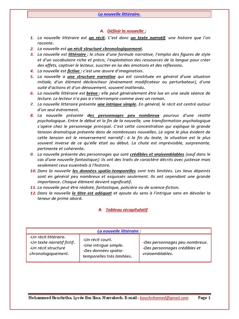 Contrôle De Lecture Le Message Andrée Chedid La Nouvelle Litteraire 2 | PDF | Récit | Romans