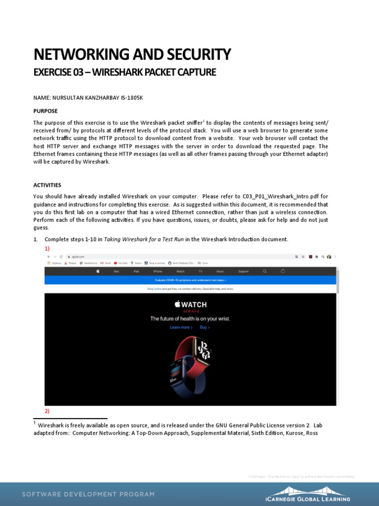 Wireshark Packet Capture Exercise Guide | PDF