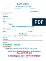 Personal Loans: K. Nandhagopal: 9941475644 / 9940180921