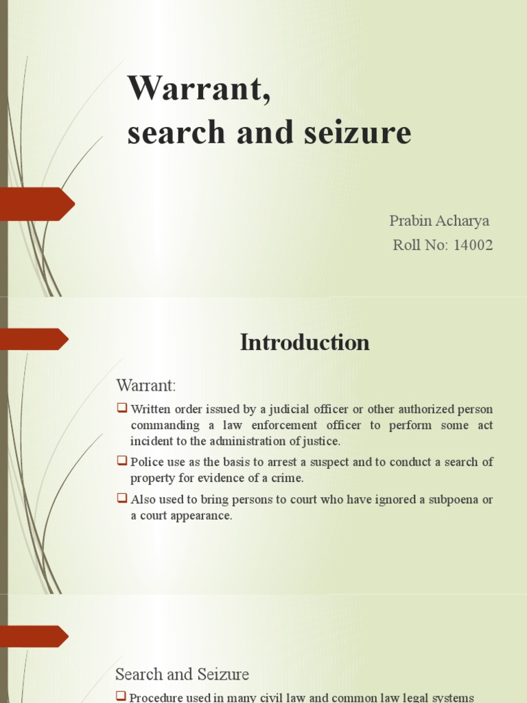 Warrant, Search and Seizure | PDF | Law
