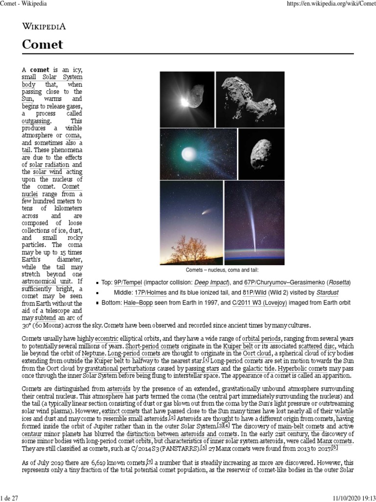 Comet - Wikipedia | PDF | Comet | Solar System