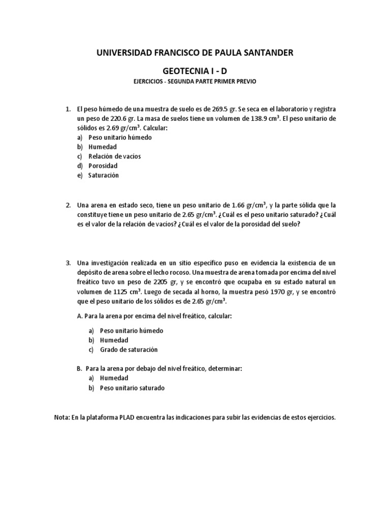 Ejercicios - Segunda Parte - Primer Previo 1110604D | PDF | Ciencia y ...