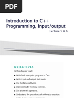 Introduction To C++ Programming, Input/output: Lecture 5 & 6