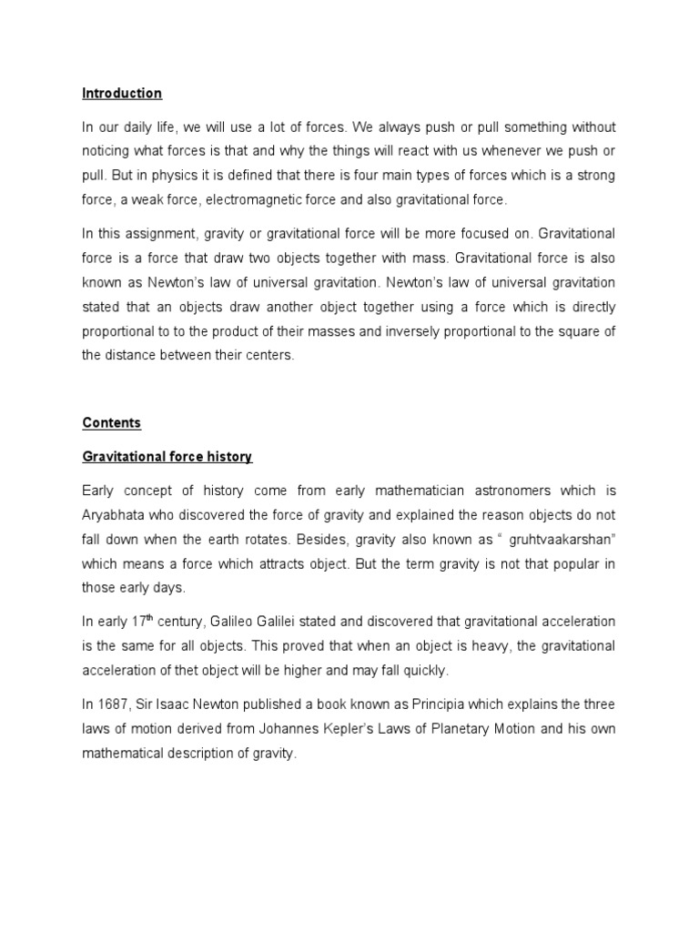 Phy Assignment 22  Gravity  Newton