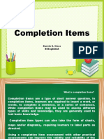 Completion Items: Darwin G. Cinco Bsenglish2A