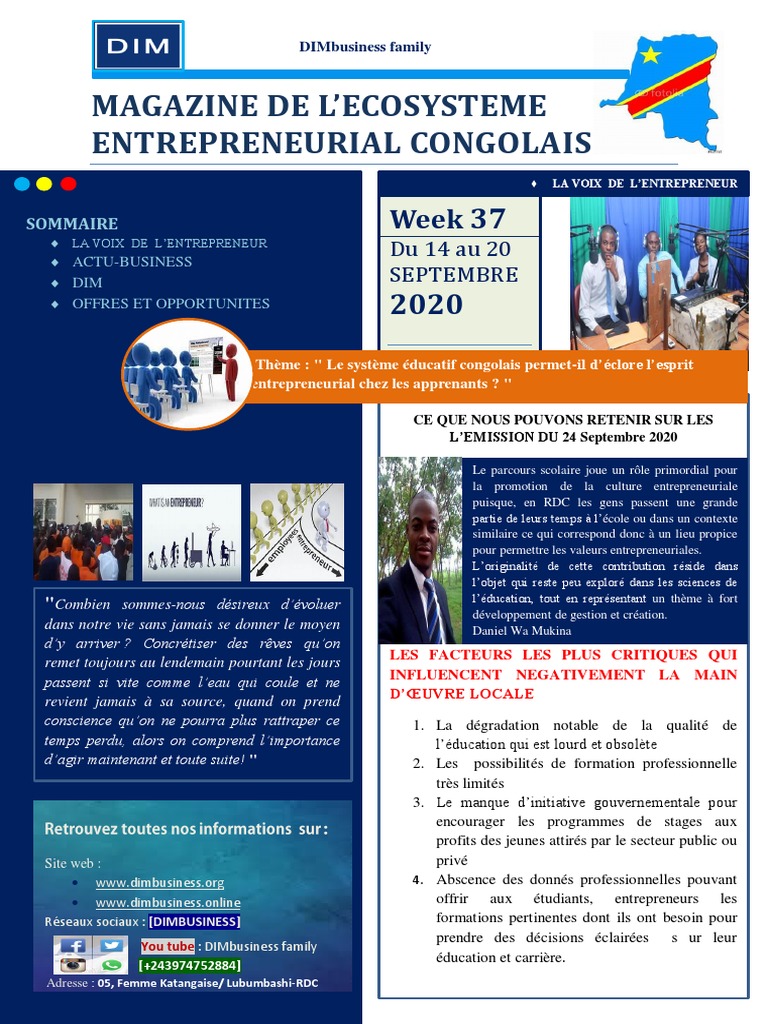 Écosystème entrepreneurial en RDC | PDF | République démocratique du ...