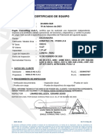 CERTIFICADO DE Excavadora