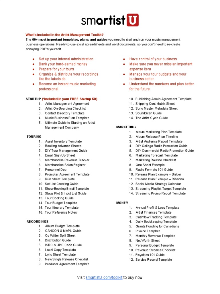 What - S Inside The Artist Management Toolkit  PDF  Budget Inside radio advertising agreement template