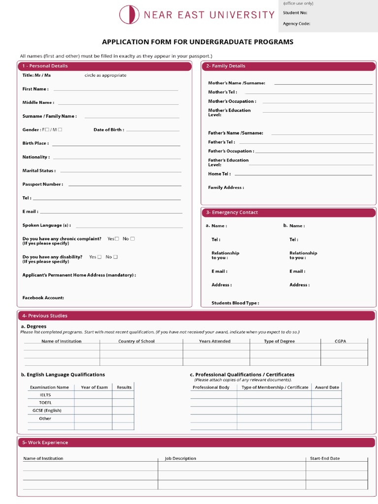 Neu Undergraduate Application Form 27.08.2020 | PDF