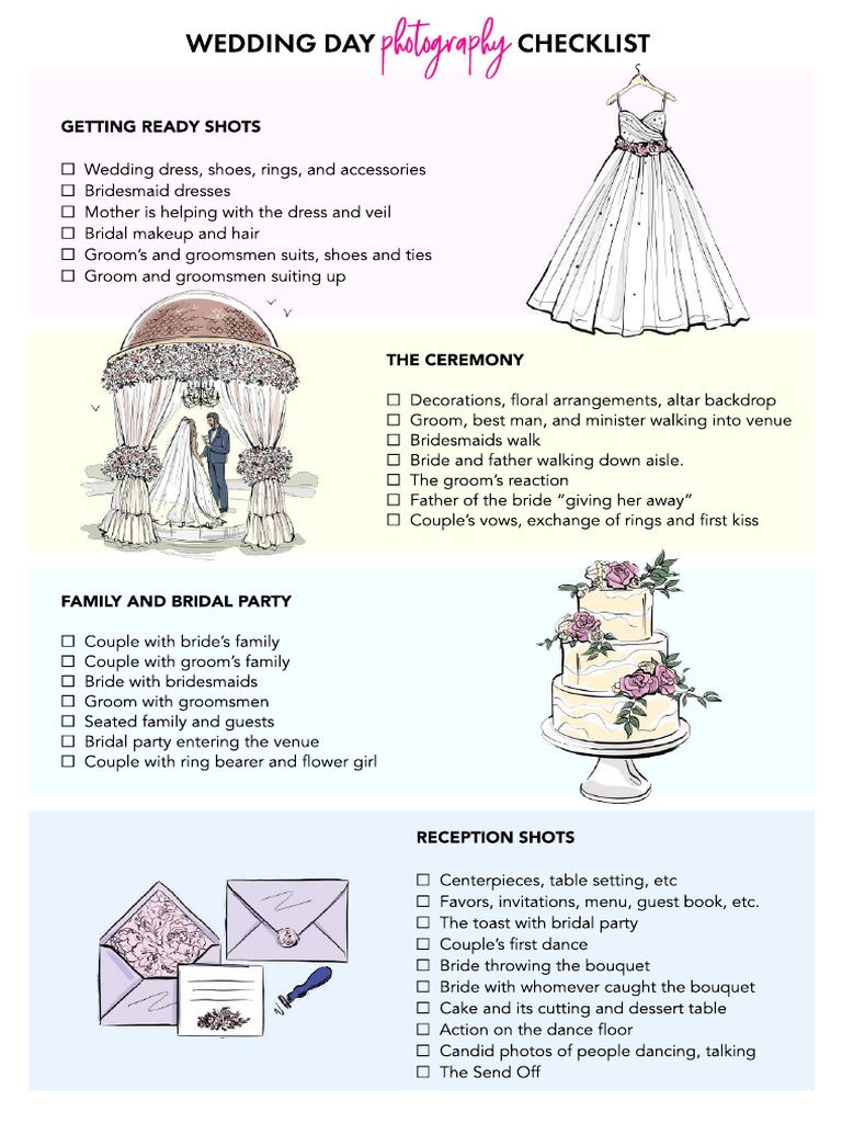 Free Wedding Photography Checklist | PDF | Wedding | Bride