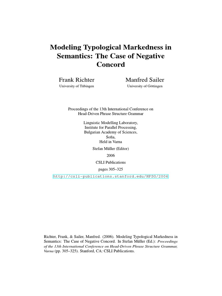 Modeling Typological Markedness in PDF | PDF | Idiom | Lexical Semantics