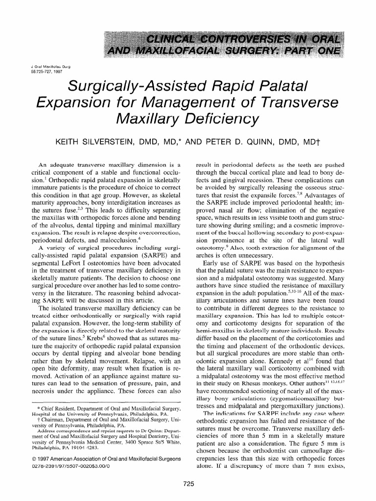 Surgically-Assisted Rapid Palatal Expansion For Management of ...