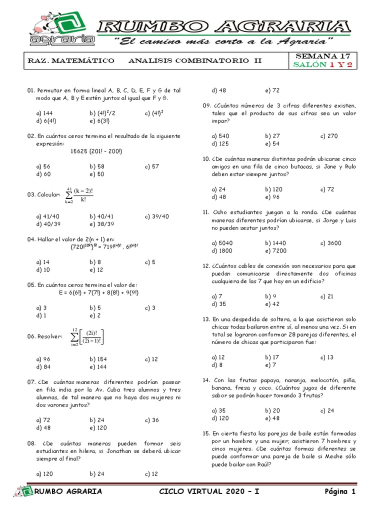 38 Analisis Combinatorio II PDF | PDF | Enseñanza de matemática | Science