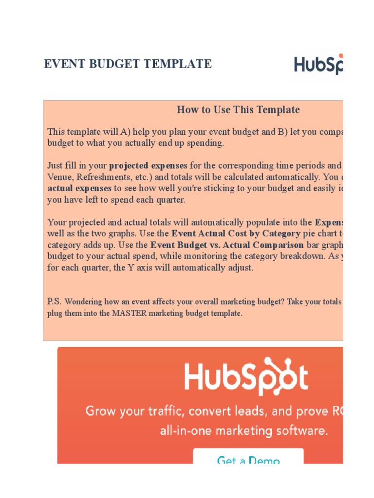 Event Budget Template: How To Use This Template | PDF | Marketing ...