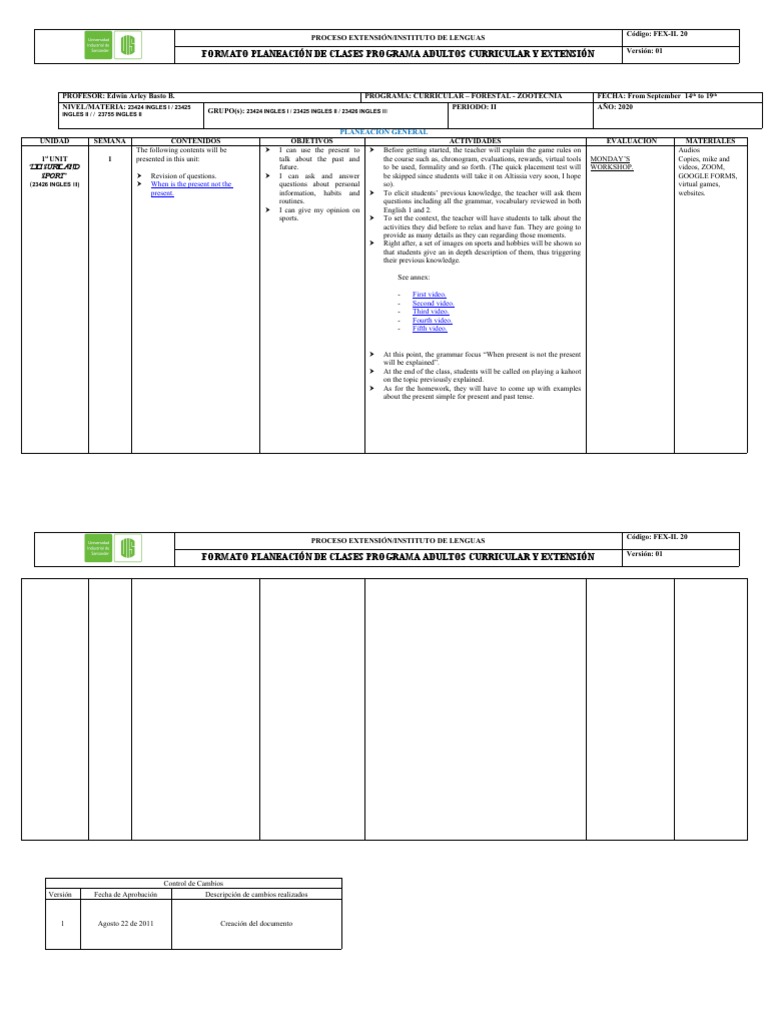 CURRICULAR PLANNING FROM SEPT 14th TO 19th For ENG III | PDF ...