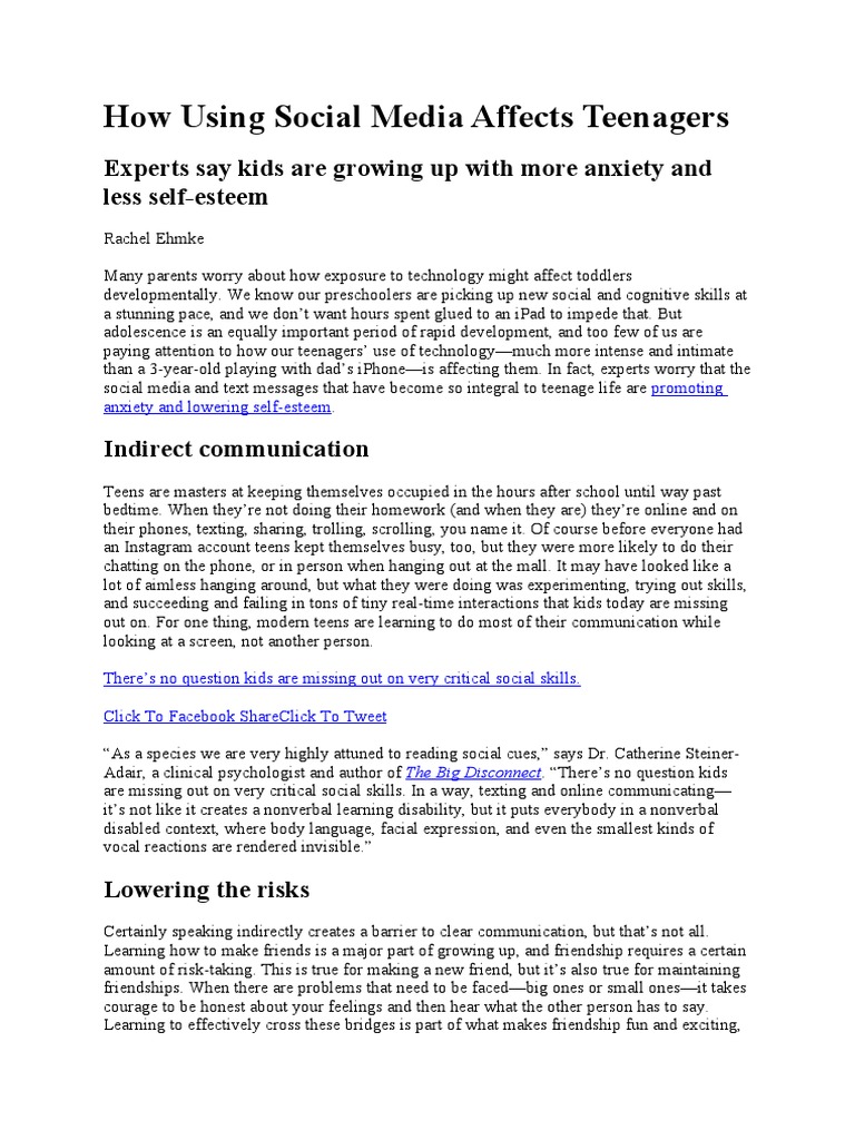 Impact of Social Media on Teen Communication | PDF | Adolescence ...