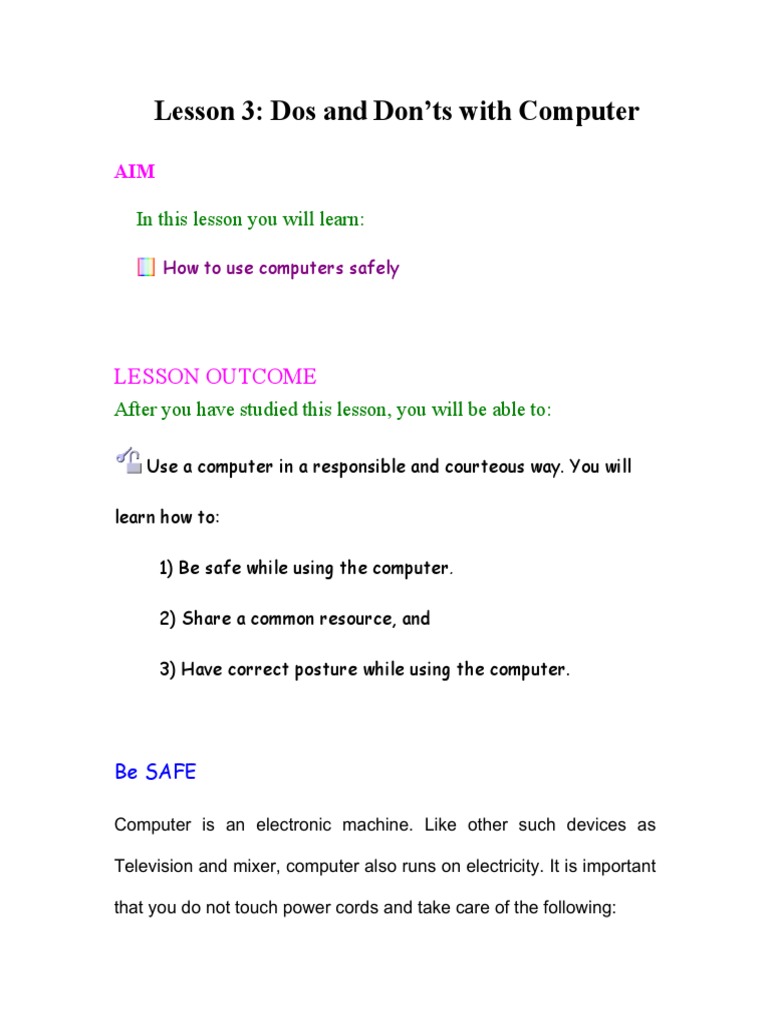 Lesson 3 | PDF | Computer Keyboard | Computing And Information Technology