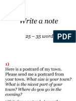 Write A Note: 25 - 35 Words