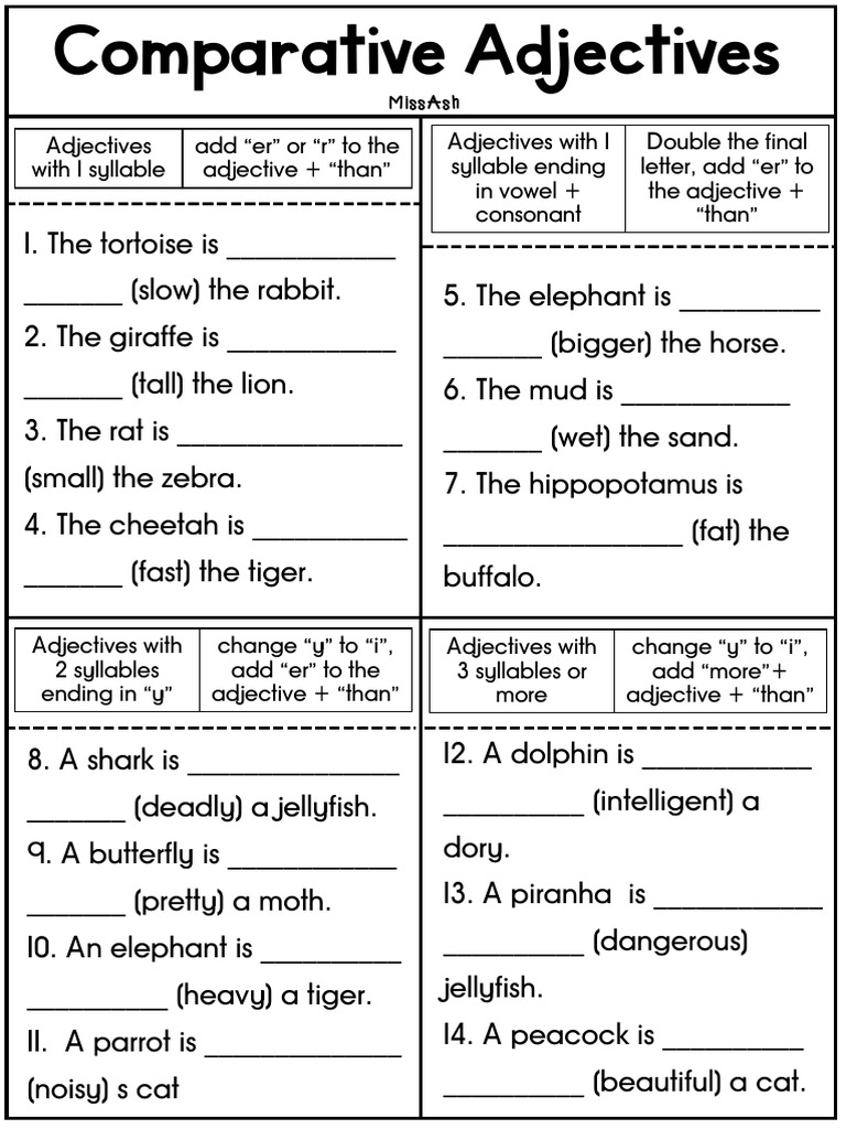 Comparative Adjectives Worksheet | PDF