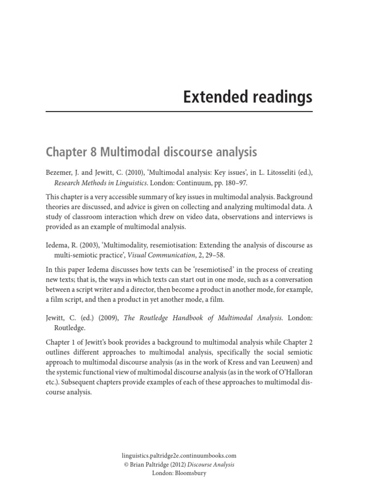 Extended Readings: Chapter 8 Multimodal Discourse Analysis | PDF ...