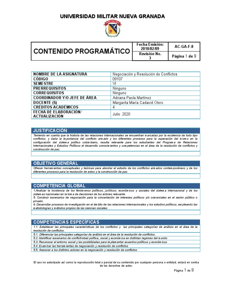 Contenido Programatico | PDF | Colombia | Relaciones internacionales