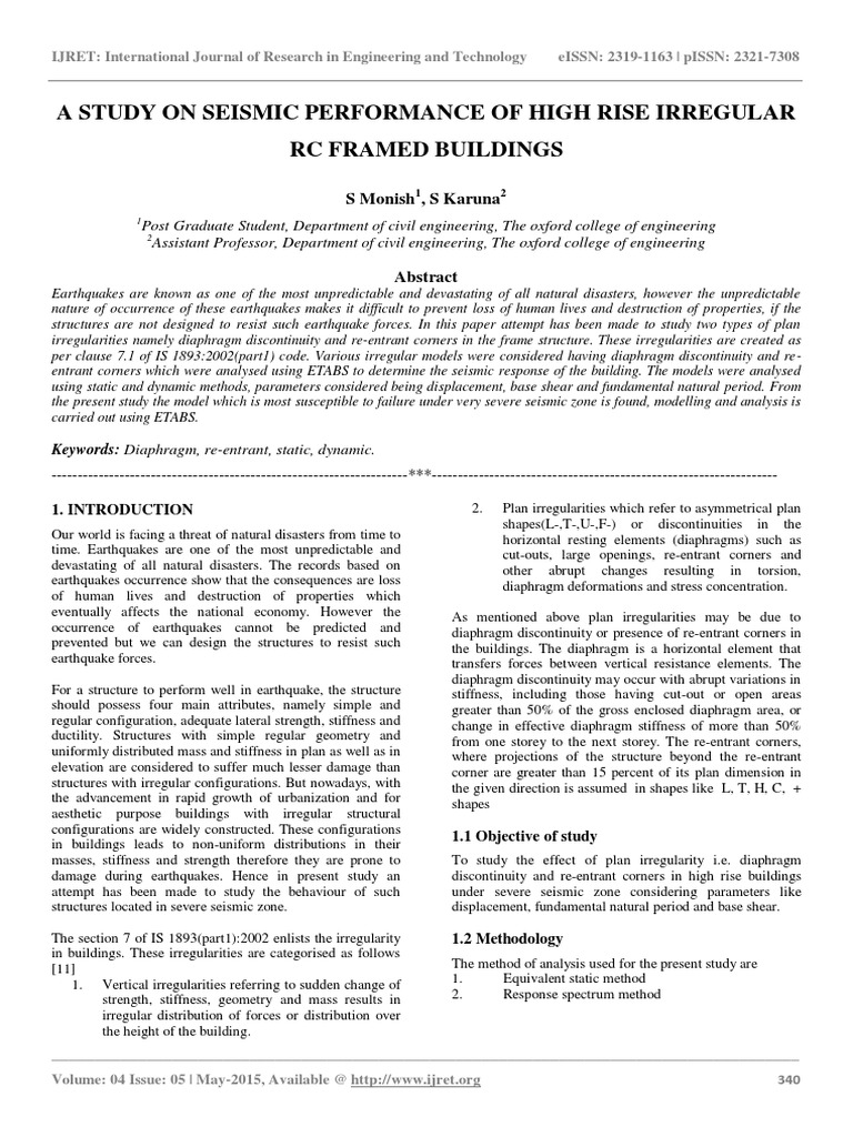 Seismic Performance of Irregular High-Rise Buildings | PDF | Strength ...