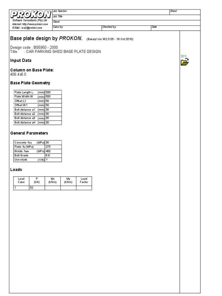Car Parking Shed Base Plate Design | PDF