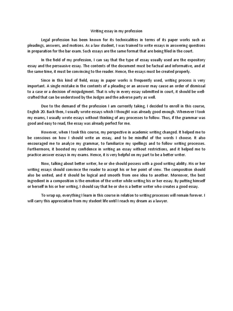 Writing Essay in My Profession  PDF  Writers  Essays