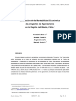 Estimación de La Rentabilidad Económica de Proyectos de Agroturismo en La Región Del Maule, Chile