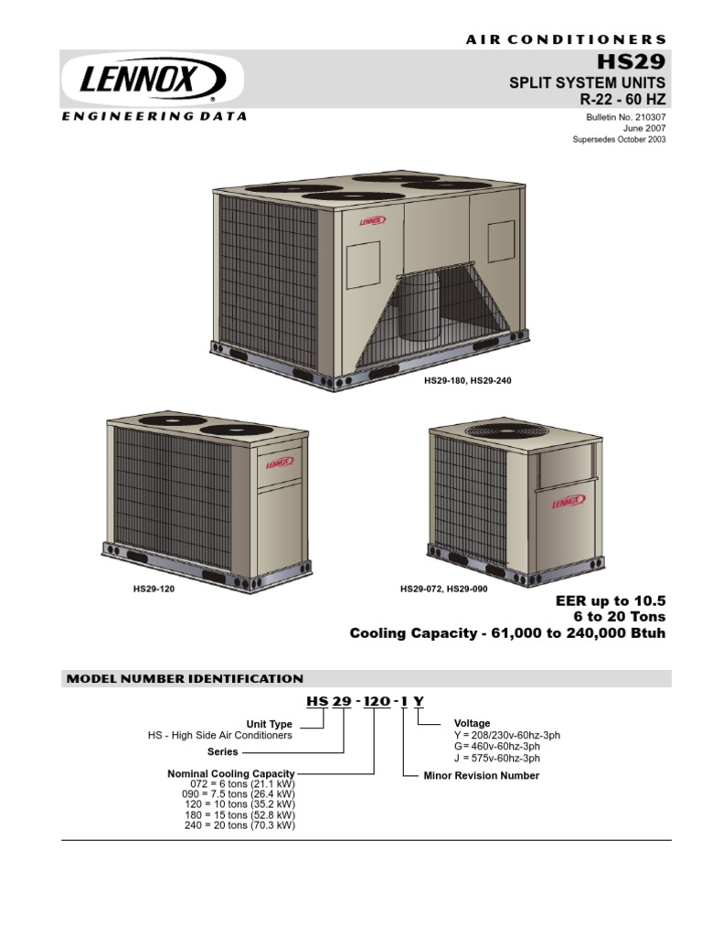 LENNOX HS29 - 3phase | PDF | Air Conditioning | Thermostat