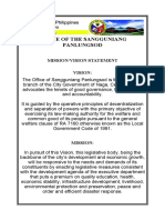 Office of The Sangguniang Panlungsod: Mission/Vision Statement Vision