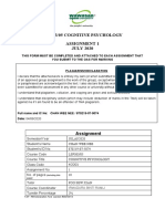 Asignment 1 COGNITIVE PSYCHOLOGY