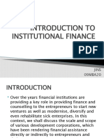 Introduction To Institutional Finance: Jins 09MBA20