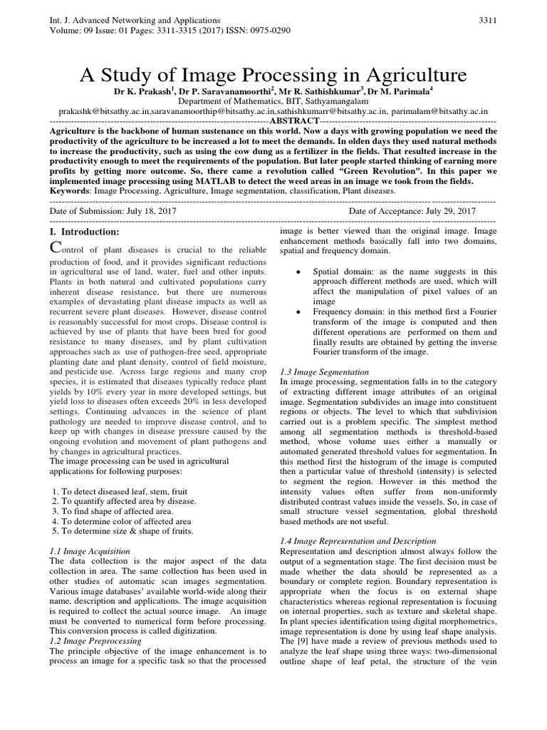 Image Processing Applications in Agriculture | PDF | Image Segmentation ...