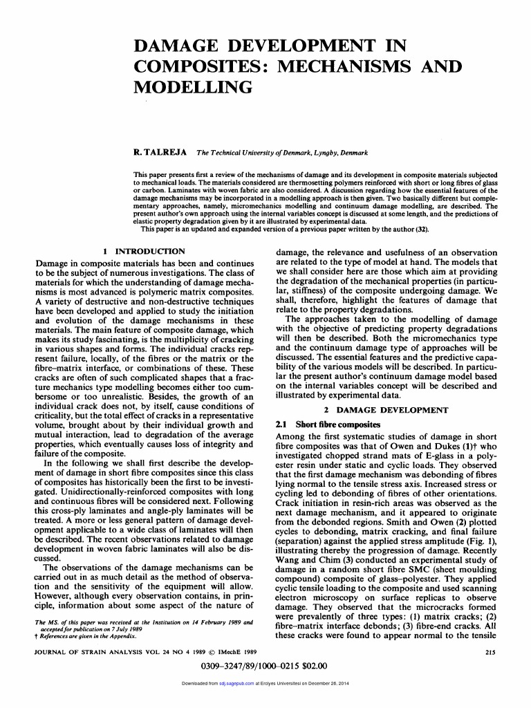 Damage Development in Composites: Mechanisms and Modelling | PDF ...