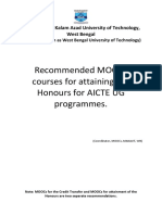 Recommended Moocs Courses For Attaining The Honours For Aicte Ug Programmes
