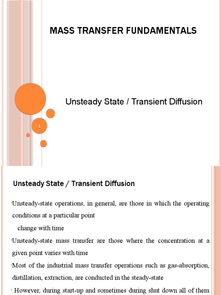 Mass Transfer Fundamentals: Unsteady State / Transient Diffusion | PDF