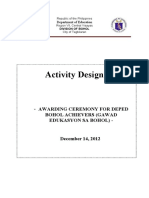 Activity Design: Awarding Ceremony For Deped Bohol Achievers (Gawad Edukasyon Sa Bohol)